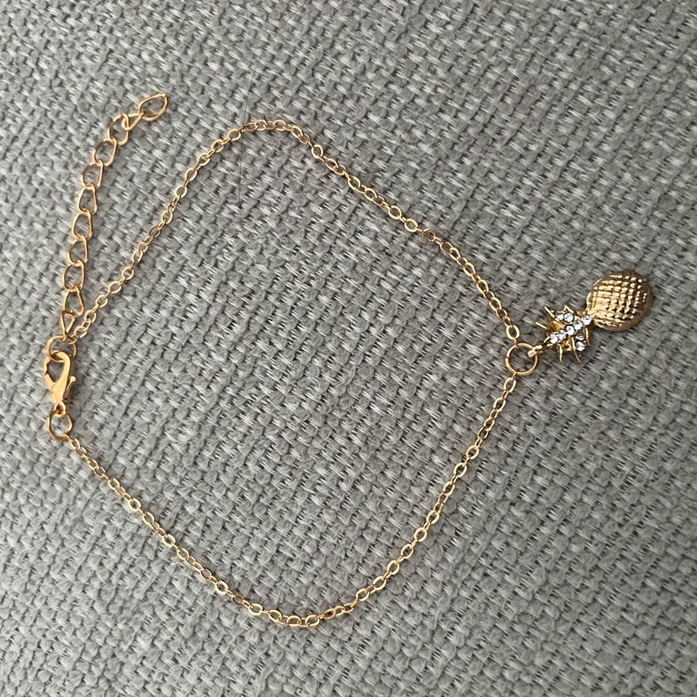 Gold Pineapple Charm Bracelet